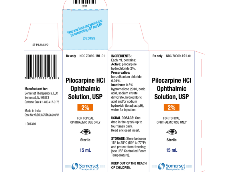 Pilocarpine HCl Ophthalmic Solution, USP 2%, 15 mL, Somerset Therapeutics, LLC (RX)