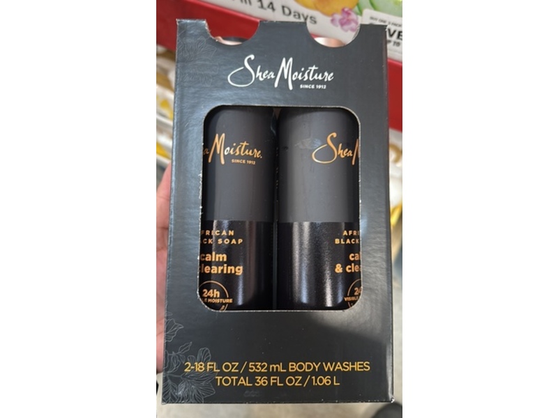 SheaMoisture African Black Soap Body Wash, Calm & Clearing, 18 fl oz/532 mL, Pack Of 2