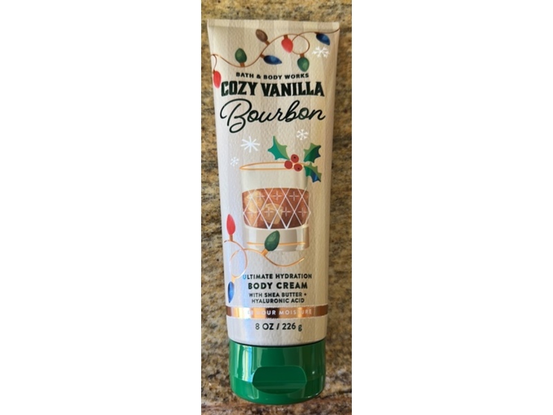 Bath & Body Works Cozy Vanilla Bourbon Ultimate Hydration Body Cream, Shea Butter + Hyaluronic Acid, 8 oz/226 g