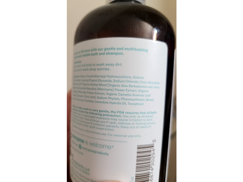 Everyone 3 In 1 Baby Wash + Bubble Bath & Shampoo, Calendula + Chamomile & Aloe Vera, 12.75 fl oz/377 mL