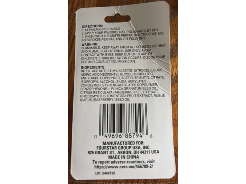 b.Pure Matte Perfection Nail Top Coat, 0.27 fl oz/8 mL, Pack Of 2