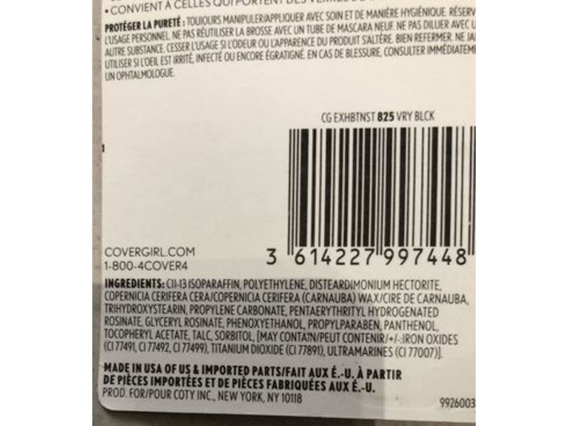 Covergirl Exhibitionist Mascara, 825 Very Black, Waterproof, 0.3 fl oz/9 mL