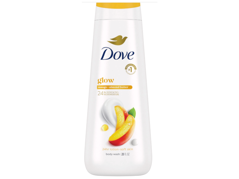 Dove Glow Body Wash, Mango + Almond Butter, 20 fl oz/591 mL, Pack Of 4
