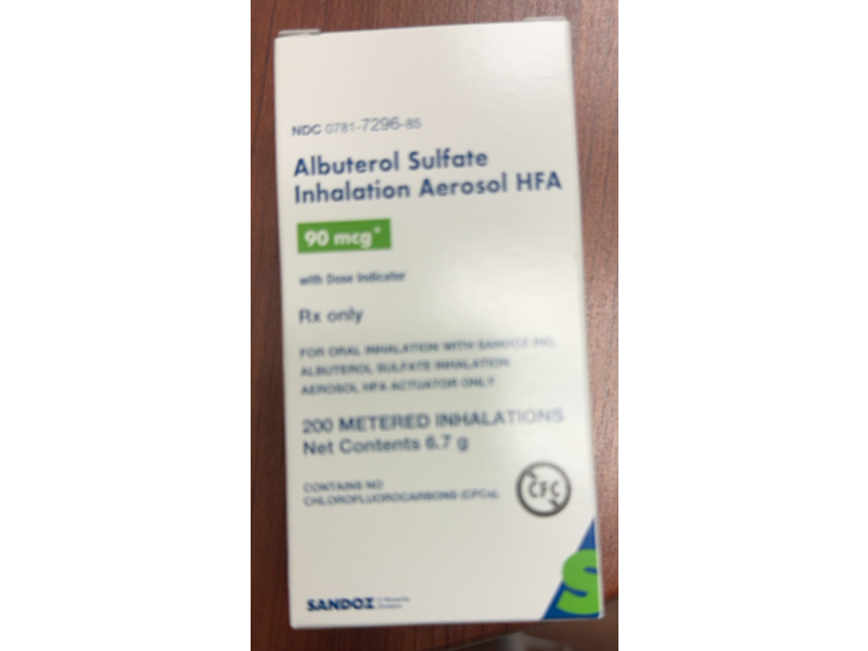 Albuterol Sulfate Inhalation Aerosol 90 mcg, 6.7 g, Sandoz (Rx)