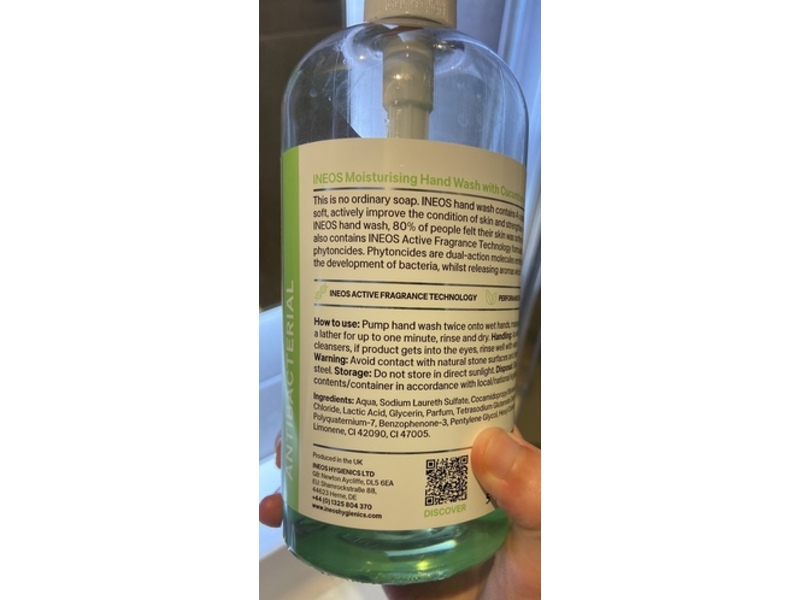 Ineos Moisturising Hand Wash, Cucumber + Aloe Vera, 500 mL, Pack Of 6