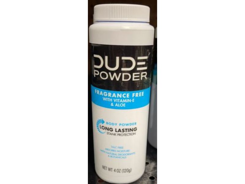 Dude Body Powder, Vitamin E & Aloe, 4 oz/120 g
