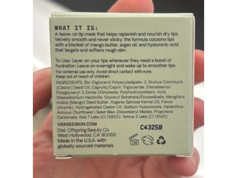 Versed Lip Recovery Mask, Cloud Wrap, 0.31 oz/9 g