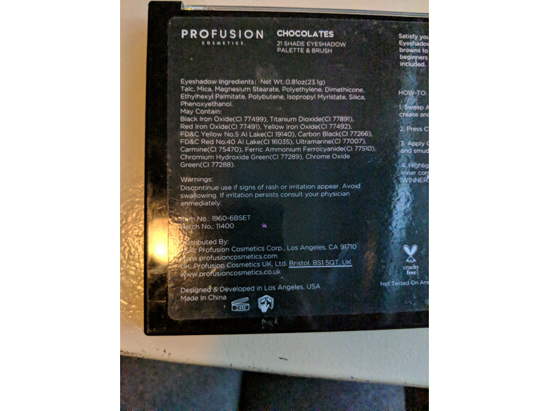 Profusion Cosmetics Eyeshadow, Chocolate, 21 Shade Palette