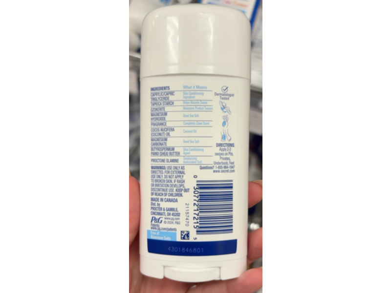 Secret Whole Body Deodorant Stick + Absorbs Sweat, 2.4 oz/68 g