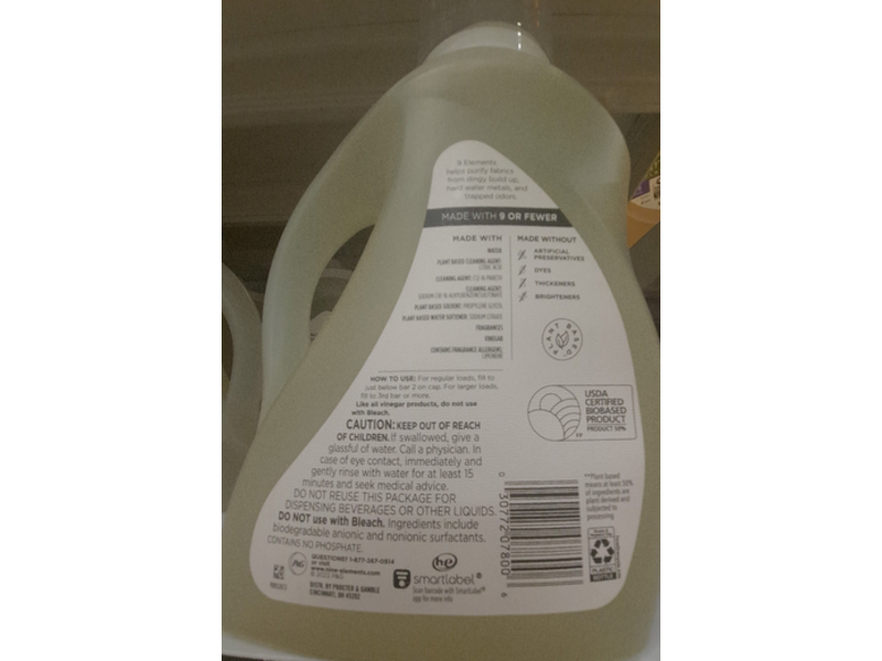 9 Elements Laundry Detergent, Lavender Scent, 92 fl oz/2.72 L