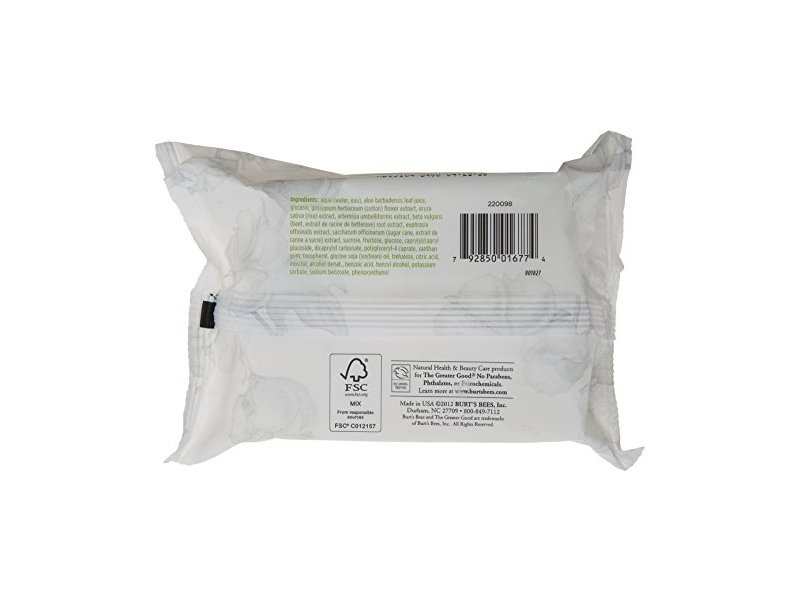 Burt's Bees Sensitive Facial Cleansing Towelettes with Cotton Extract, 30 Count