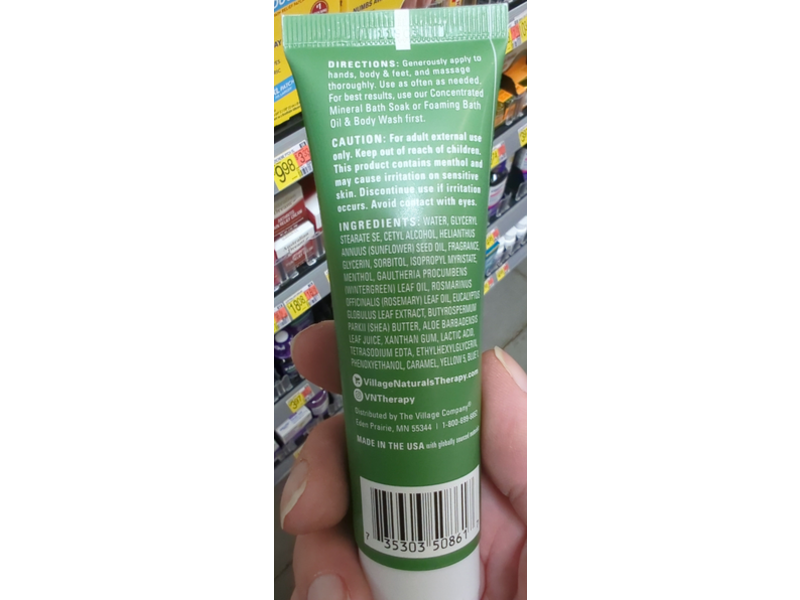 Village Naturals Therapy Muscle Moisturizing, Shea Butter Lotion, Eucalyptus Mist + Menthol, 2 fl oz/59 mL, Pack OF 6
