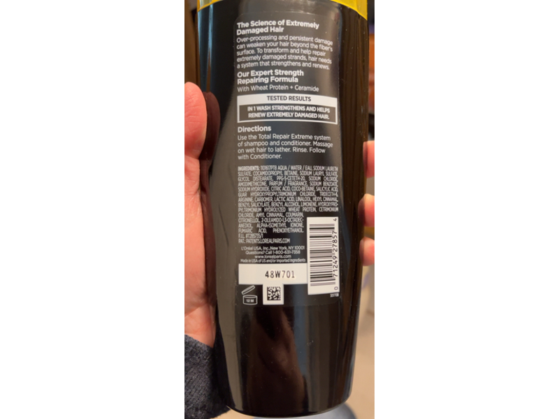 L'Oreal Paris Elvive Renewing Shampoo, Wheat Protein + Ceramides, 12.6 fl oz/375 mL