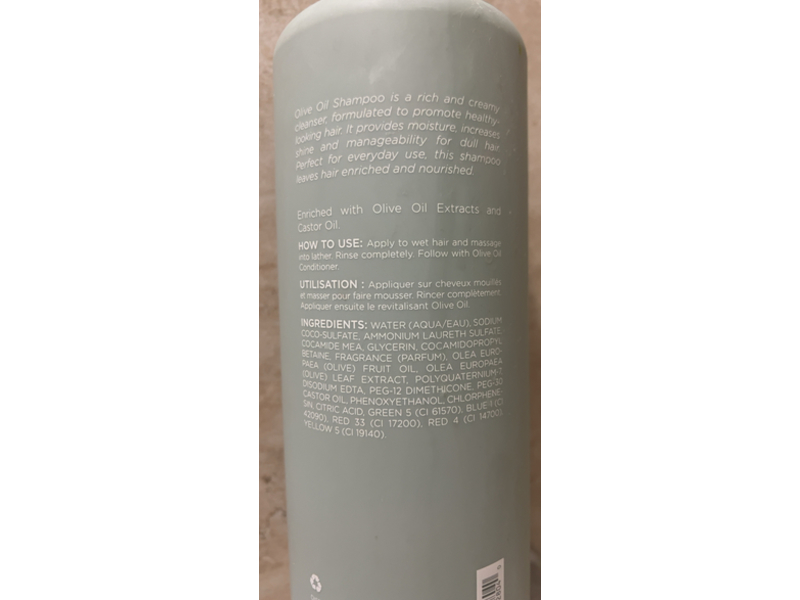 Designline Restores & Moisturizes Shampoo, Olive Oil, 33.8 fl oz/1 L