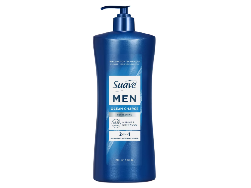 Suave Men 2-In-1 Shampoo + Conditioner, Ocean Charge, 28 fl oz/828 mL