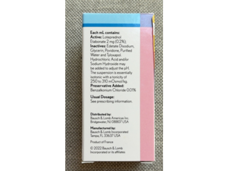 Loteprednol Etabonate Ophthalmic Suspension 0.2%, 5 mL, Bausch & Lomb (Rx)