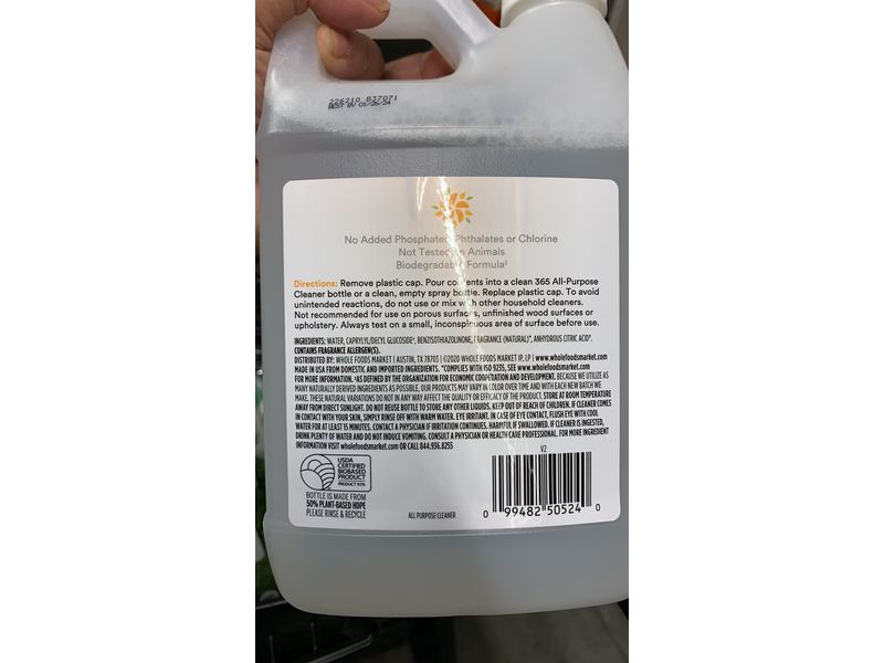 365 Whole Foods Market Cleaner All Purpose Cleaner, Citrus, 64 fl oz/1.89 L