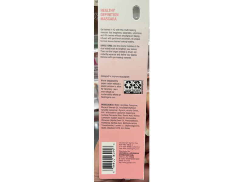 Neutrogena Healthy Definition Mascara, Carbon Black, 0.27 oz/7.65 g