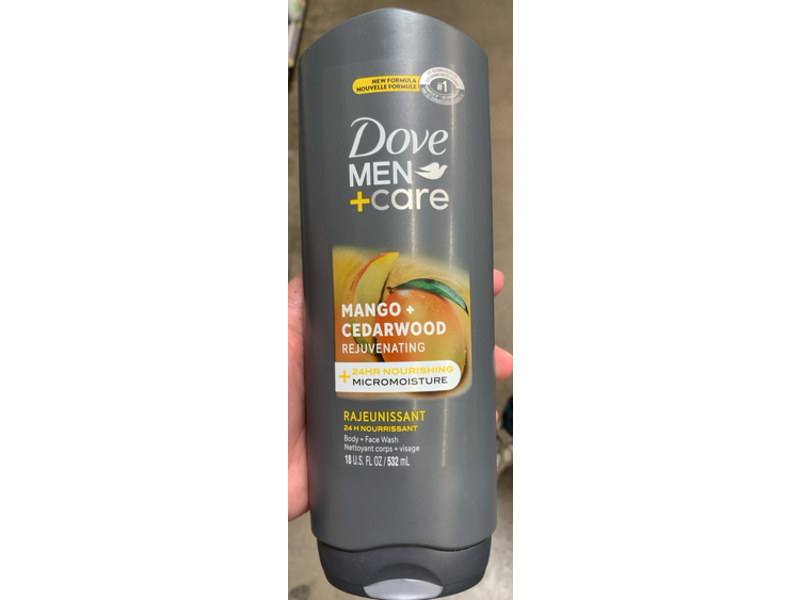 Dove Men + Care Micromoisture Body +Face Wash, Mango + Cedarwood, 18 fl oz/532 mL