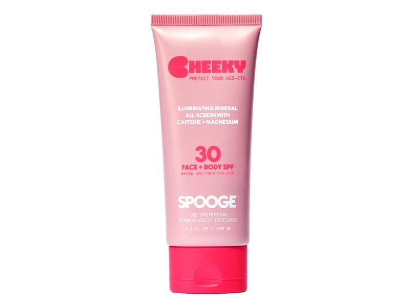 Spooge Cheeky Illuminating Mineral All-Screen Body Sunscreen, 3.4 fl oz/100 mL