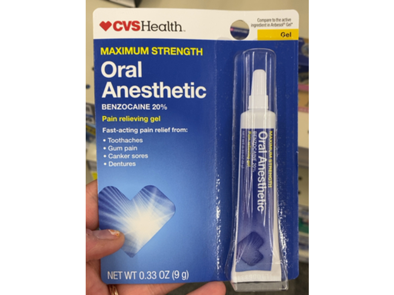CVS Health Maximum Strength Oral Anesthetic Pain Relieving Gel, Benzocaine 20%, 0.33 oz/9 g