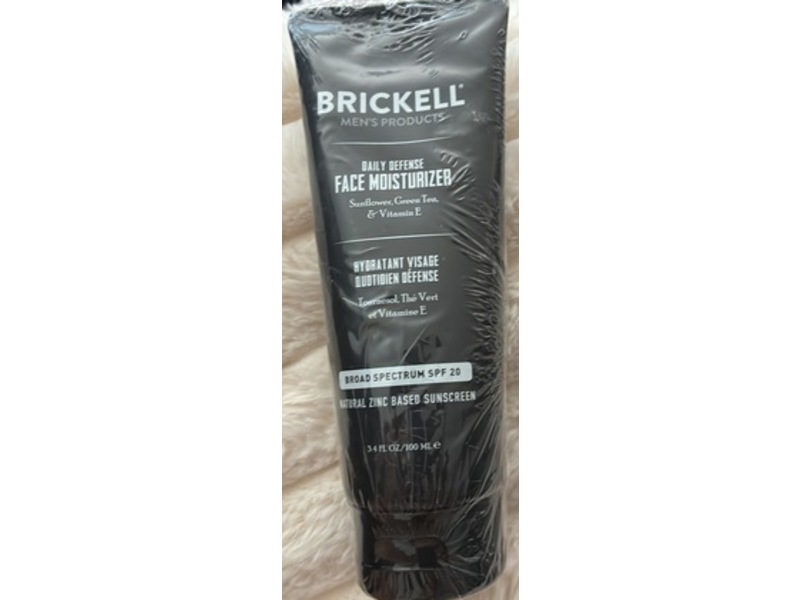 Brickell Men's Daily Defense Face Moisturizer, SPF 20, 3.4 fl oz/100 mL