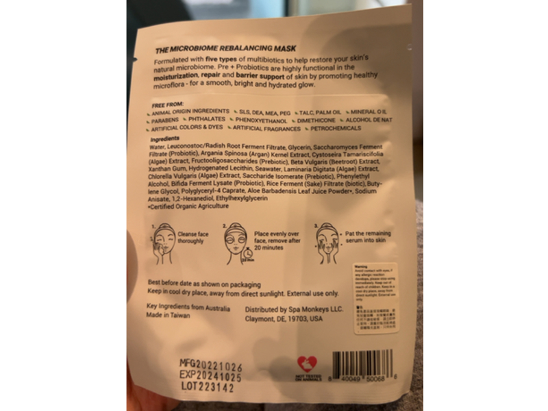 Snow Fox Pre + Probiotic Sake Mask, 1 Count