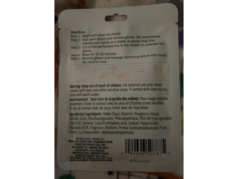 B.Pure Nourishing Hand & Nail Gloves, Avocado, 0.85 oz/24 g, 1 Pair