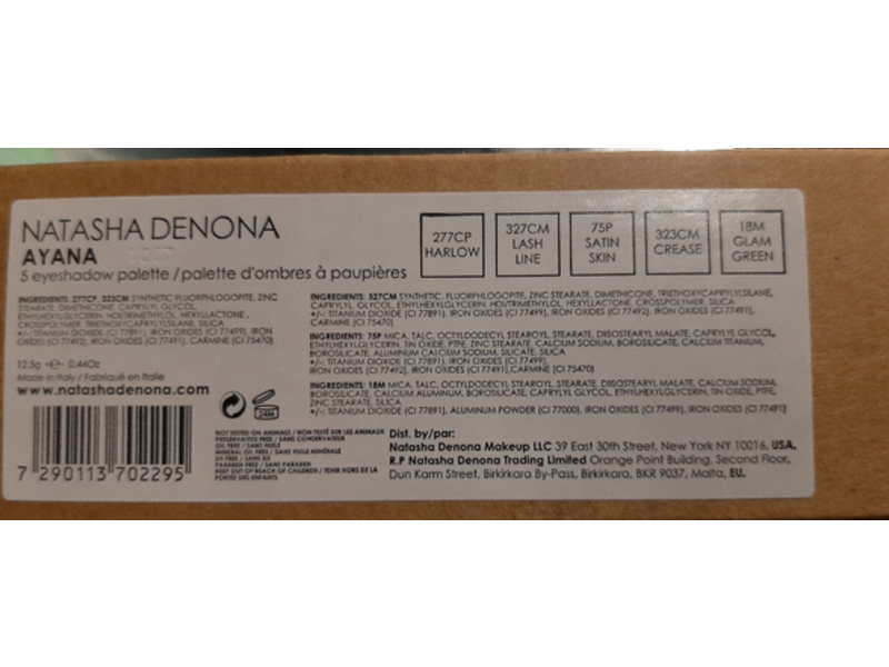 Natasha Denona Ayana 5 Eyeshadow Palette, Harlow, Lash Line, Satin Skin, Crease, Glam Green, 0.44 oz/12.5 g