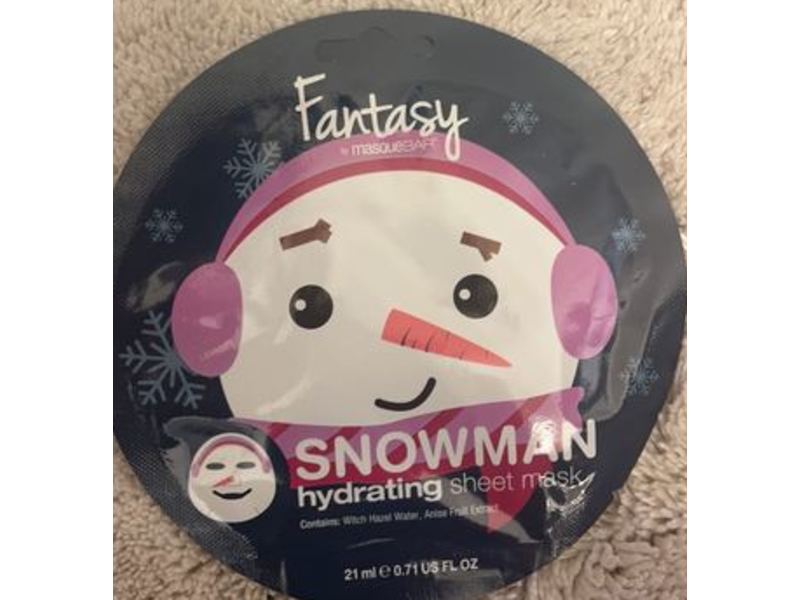 Fantasy By Masque Bar Snowman Hydrating Sheet Mask, 0.71 fl oz/21 mL