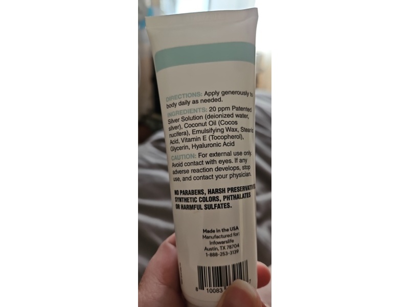 Infowars Life Super Silver Skin Cream, Unscented, 3.4 oz/96 g