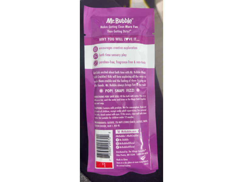 Mr. Bubble Magic Bath Crackles, Purple Crackles, 1.05 oz/30 g