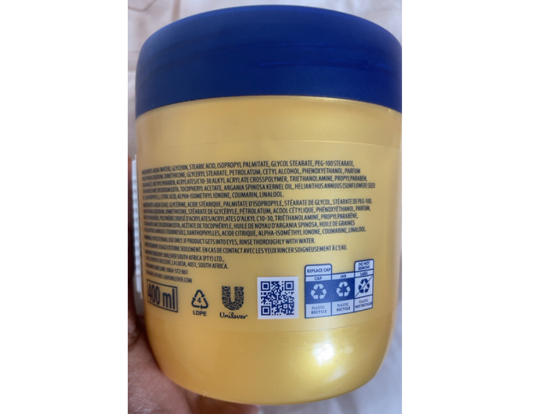 Vaseline Nourishing Intensive Care Body Cream, Moroccan Argan Oil, 400 mL