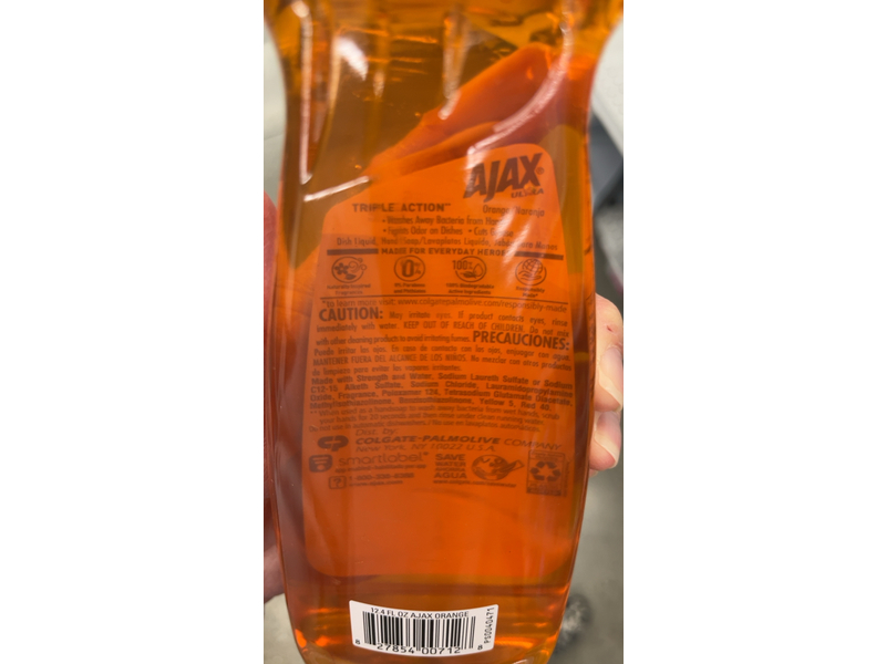 Ajax Triple Action Hand Dish, Orange, 12.4 fl oz/366 mL