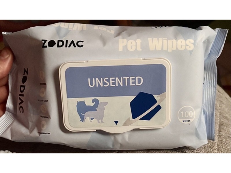 Zodiac Pet Wipes, Unscented, 100 Count
