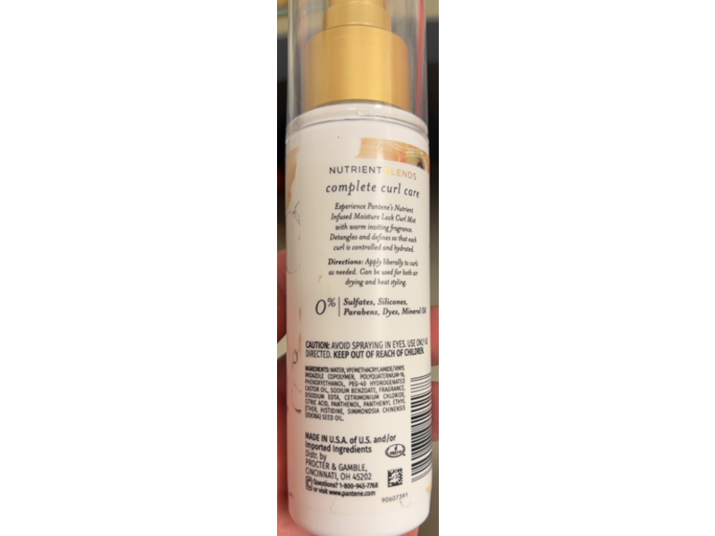 Pantene Complete Curl Mist, Jojoba Oil, 3.2 fl oz/95 mL, Pack of 2