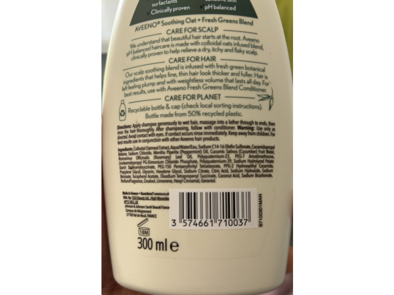 Aveeno Volumizing Shampoo, Fresh Greens Blend, 10.1 fl oz/300 mL