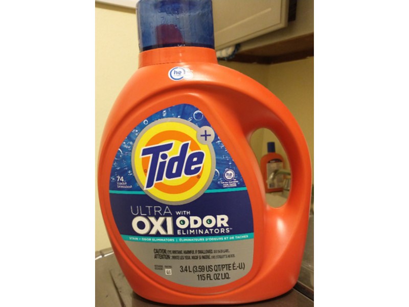 Tide Ultra Oxi Odor Eliminators Detergent, 74 Loads, 115 fl oz/3.4 L