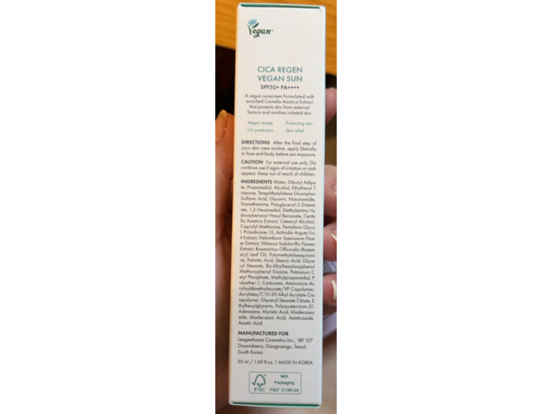 Dr. Ceuracle Cica Regen Sun Sunscreen, SPF 50+ PA ++++, 1.69 fl oz/50 mL