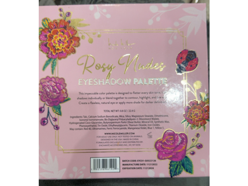 Nicole Miller Eyeshadow Palette, Rosy Nudes, 0.8 oz/22.4 g