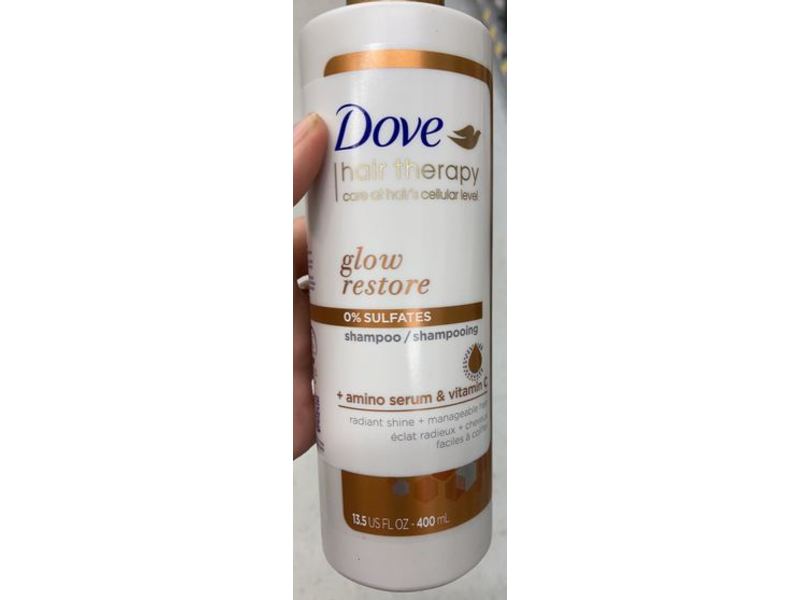 Dove Hair Therapy Glow Restore Shampoo, Amino Serum & Vitamin C, 13.5 fl oz/400 mL