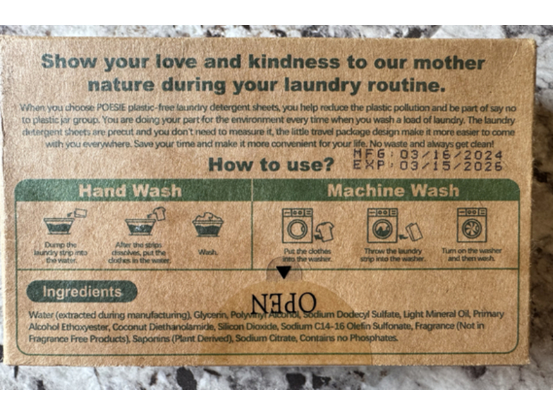 Poesie Travel Laundry Detergent Sheets, Fragrance Free, 40 Count
