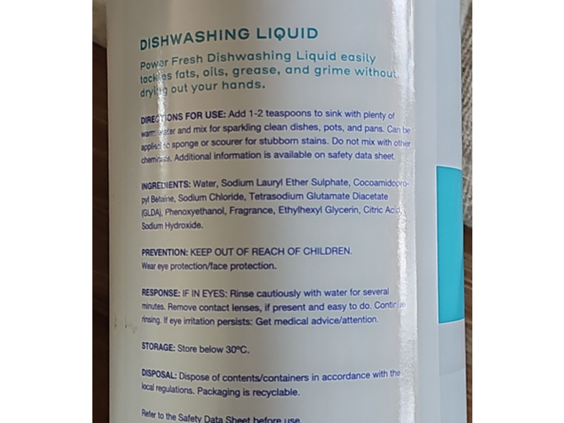 Power Fresh Dishwashing Liquid, 1 L