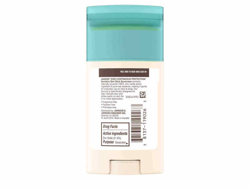 Aveeno Kids Continuous Protection Sensitive Skin Mineral Sunscreen Stick, SPF 50, 1.5 oz/42 g
