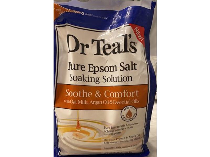 Dr Teal's Pure Epsom Salt, Soothe & Comfort, Oat Milk & Argan Oil, 1.36 kg, 3 lbs