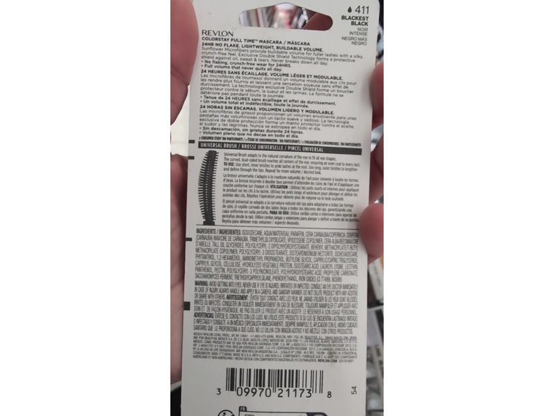 Revlon ColorStay Full Time Waterproof Mascara, 411 Blackest Black, 0.25 fl oz/7.5 mL