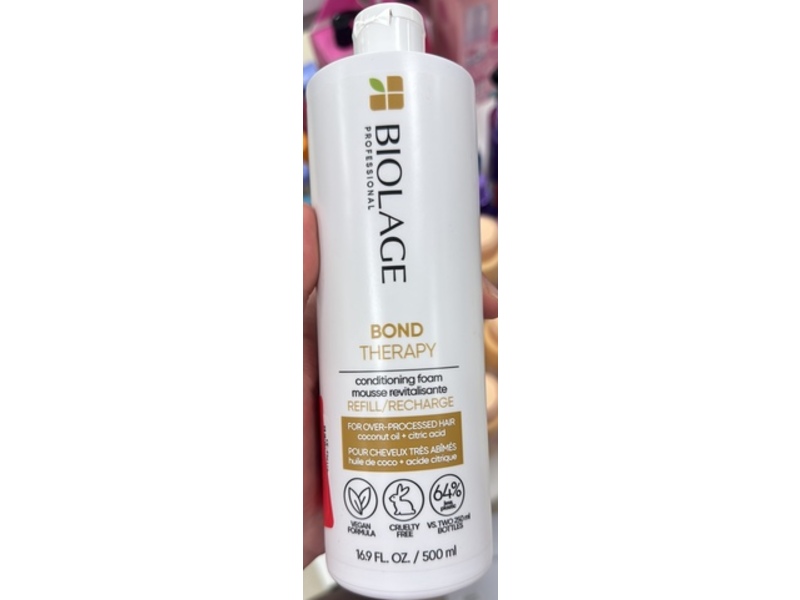 Biolage Professional Bond Therapy Conditioning Foam Refill, Coconut Oil + Citric Acid, 16.9 fl oz/500 mL