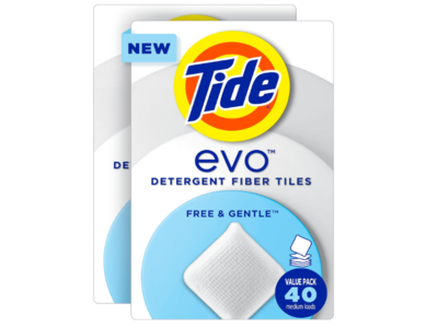 Tide Evo Laundry Detergent Tiles, Free & Gentle, 40 Loads, 40 Tiles
