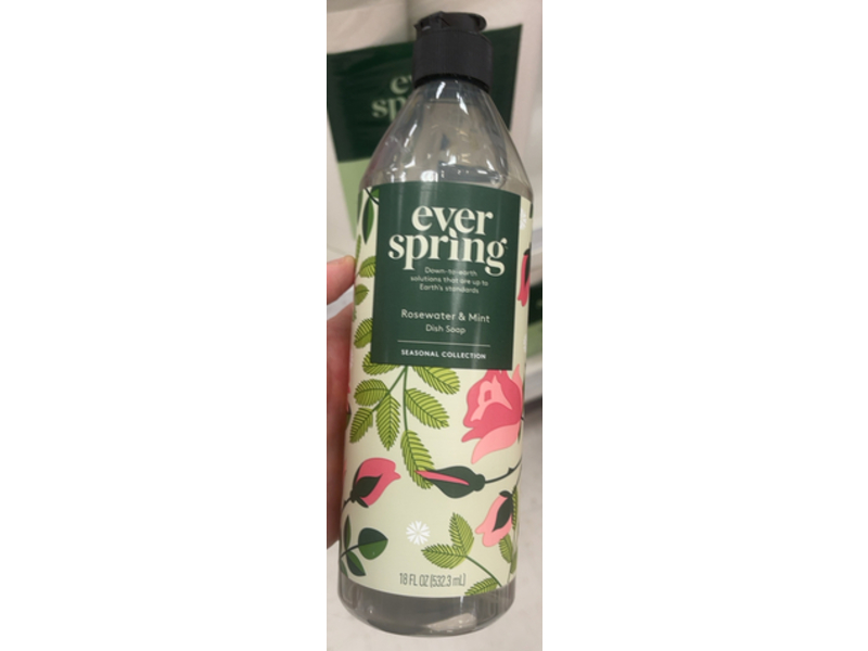Ever Spring Dish Soap, Rosewater & Mint, 18 fl oz/532.3 mL