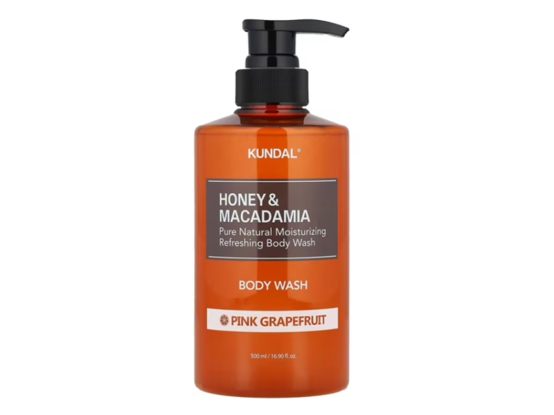 Kundal Honey & Macadamia Body Wash, Pink Grapefruit, 16.90 fl oz/500 mL